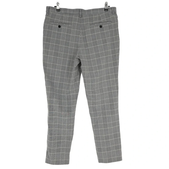 H&M Straight Leg Dress Pants Black Plaid High Rise Trouser - Picture 3 of 6